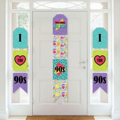90 S Throwback Hanging Vertical Paper Door Banners 1990s Party