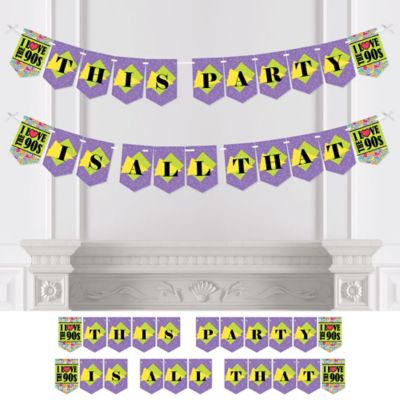 90 S Throwback Personalized 1990s Party Bunting Banner