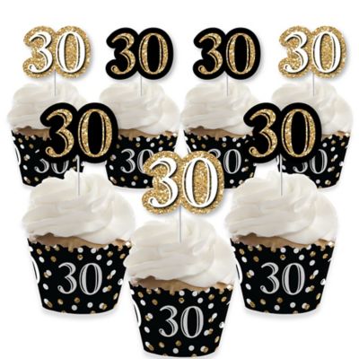 Adult 30th Birthday Gold Cupcake Decorations Birthday Party