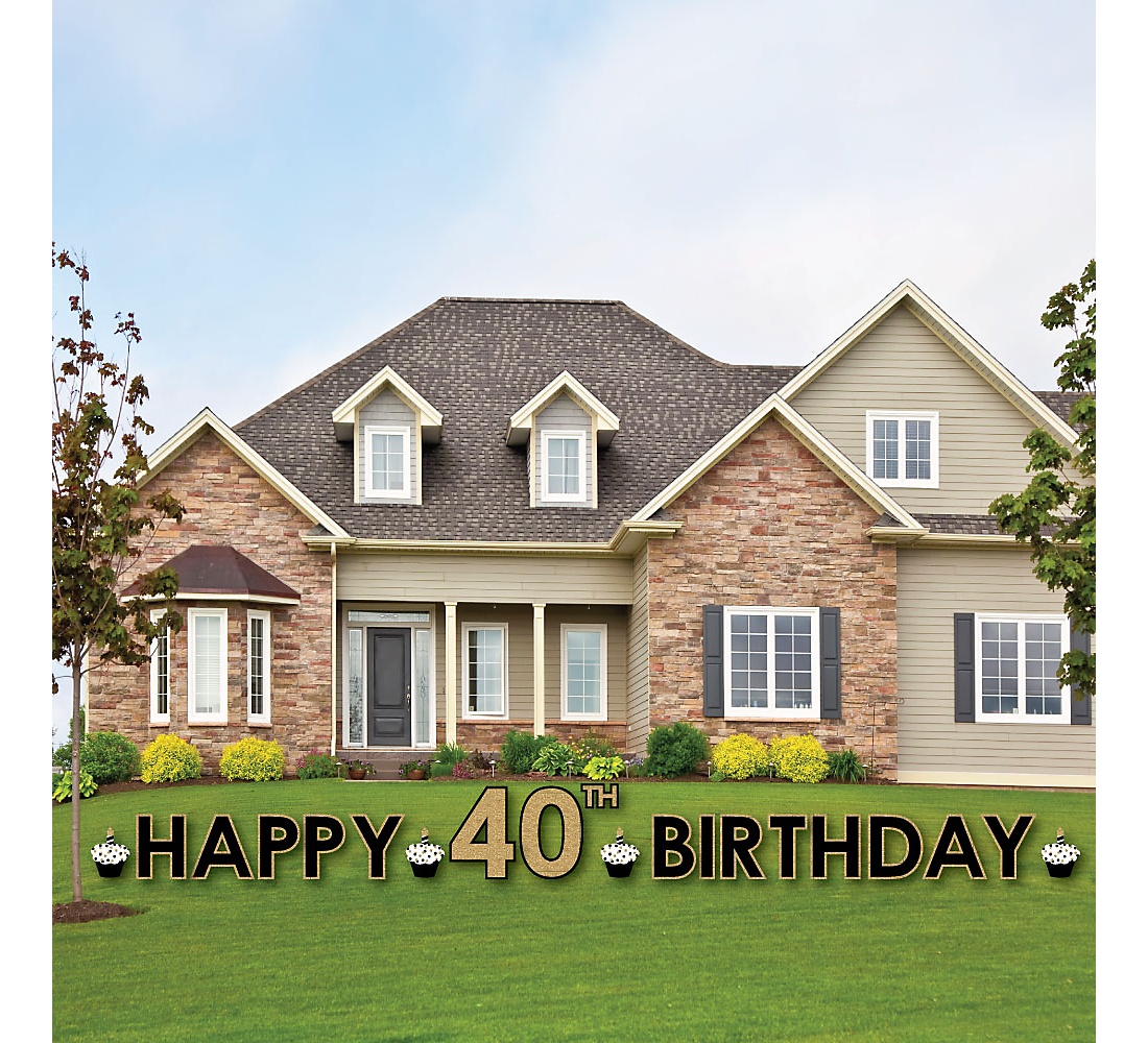 Adult 40th Birthday Gold Yard Sign Outdoor Lawn Decorations