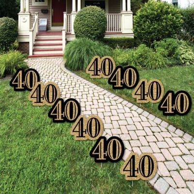 Adult 40th Birthday Gold Lawn Decorations Outdoor Birthday