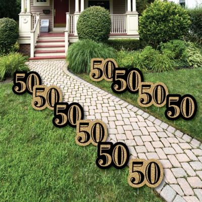 Adult 50th Birthday Gold Lawn Decorations Outdoor Birthday