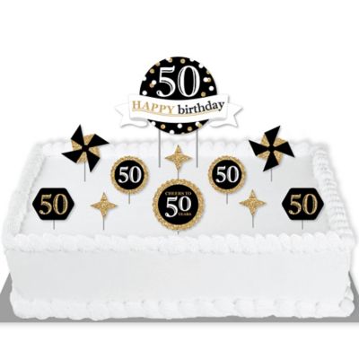 Adult 50th Birthday Gold Birthday Party Cake Decorating Kit