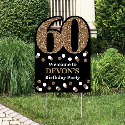 birthday 60th welcome yard decorations adult gold sign 30th theme 100th personalized lawn signs bigdotofhappiness themes quick