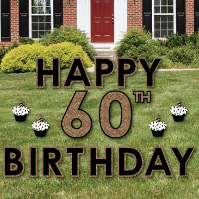 Adult 60th Birthday Gold Yard Sign Outdoor Lawn Decorations
