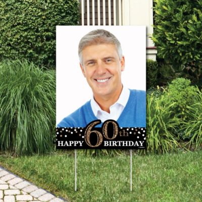 Adult 60th Birthday Gold Photo Yard Sign Birthday Party