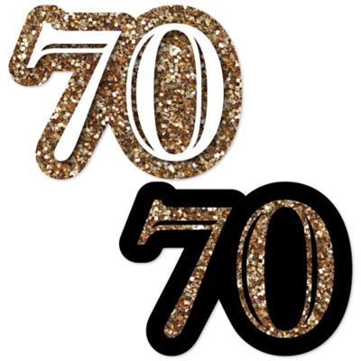 Adult 70th Birthday Gold Diy Shaped Party Paper Cut Outs 24