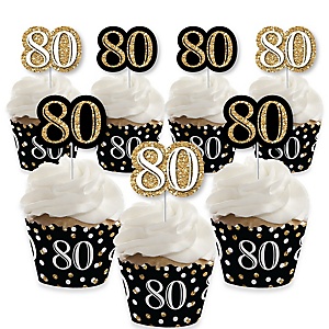 Adult 80th Birthday - Gold - Birthday Party Theme | BigDotOfHappiness.com