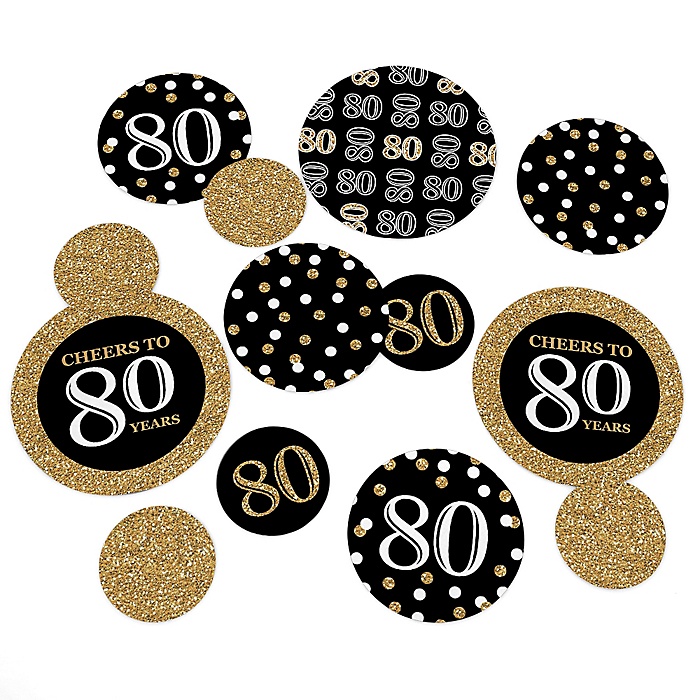 Adult 80th Birthday - Gold - Birthday Party Giant Circle Confetti ...