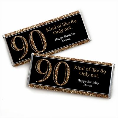 Adult 90th Birthday - Gold - Personalized Candy Bar Wrappers Birthday ...