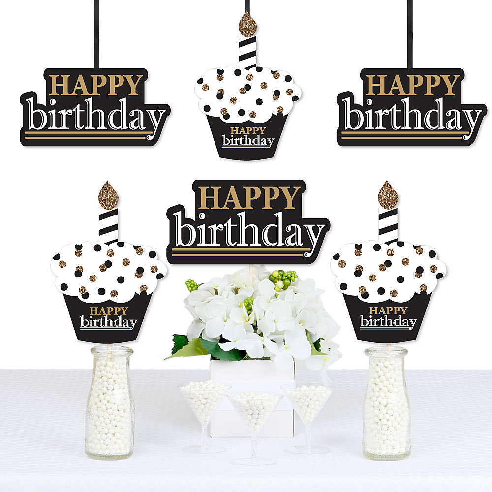 Adult Happy Birthday Gold Decorations Diy Birthday Party Essentials Set Of 20