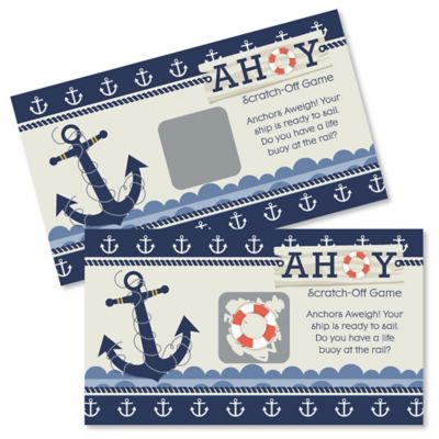 Ahoy - Nautical - Baby Shower Game Scratch Off Cards - 22 ...