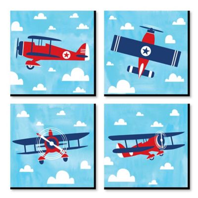 Taking Flight Airplane Vintage Plane Kids Room Nursery Decor And Home Decor 11 X 11 Inches Nursery Wall Art Set Of 4 Prints For Baby S Room