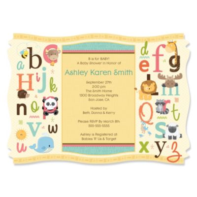 Alphabet - Personalized Baby Shower Invitations - Set of 12 ...