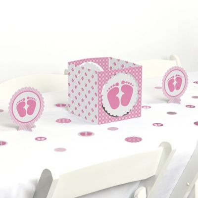 Baby Feet Pink Girl Baby Shower Centerpiece And Table Decoration