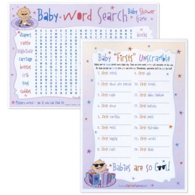 Baby Firsts Unscramble Word Search Baby Shower Two In One Game