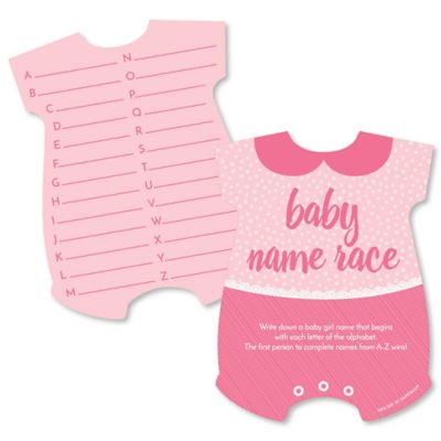 Baby Girl Baby Name Race Cards Pink Baby Shower Game Set Of 20