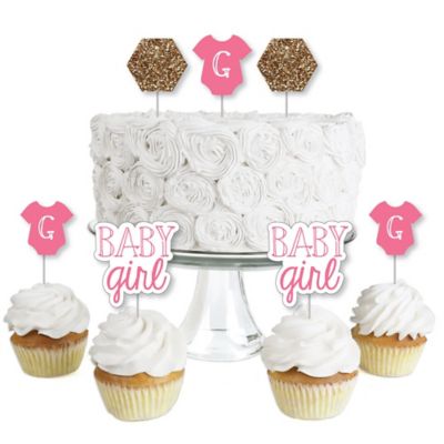 Baby Girl Dessert Cupcake Toppers Baby Shower Clear Treat