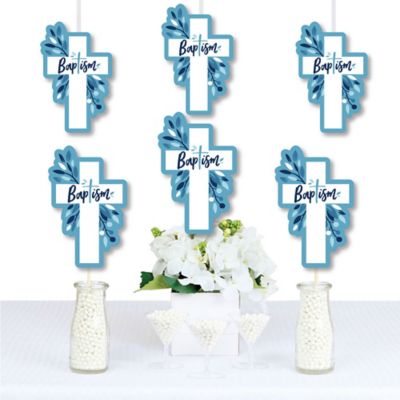 Baptism Blue Elegant Cross Decorations Diy Boy Religious Party