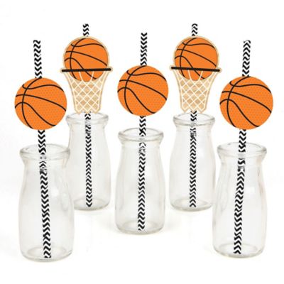 Nothin But Net Basketball Party Straw Decor With Chevron
