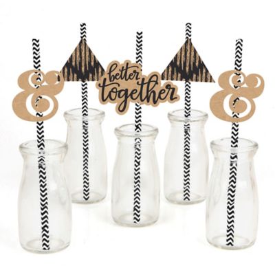 Better Together Wedding Party Straw Decor With Chevron Paper