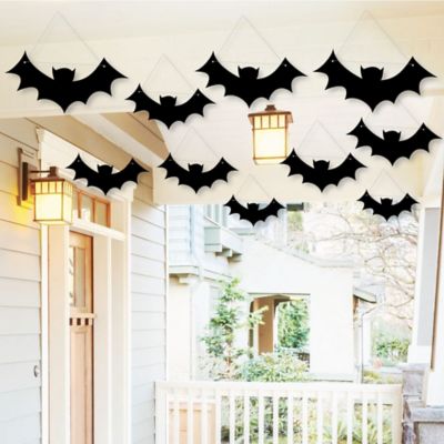 Hanging Black Bats Outdoor Halloween Hanging Porch Tree Yard Decorations 10 Pieces