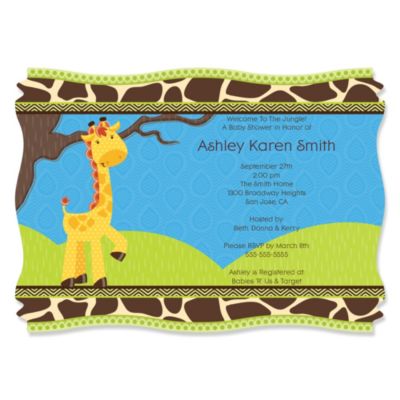 Giraffe Boy Personalized Baby Shower Invitations Set Of 12