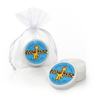 Giraffe Boy Personalized Baby Shower Lip Balm Favors Set Of 12