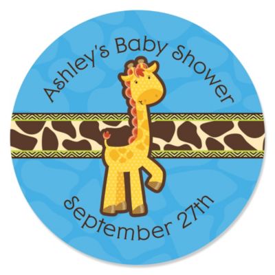 Giraffe Boy Personalized Baby Shower Sticker Labels 24 Ct