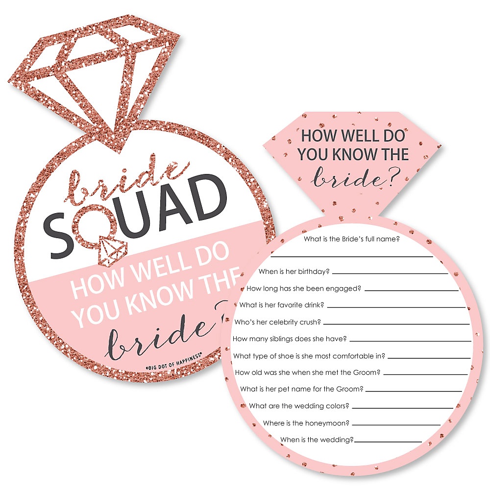 Bride Squad Rose Gold Bridal Shower Or Bachelorette Party Game