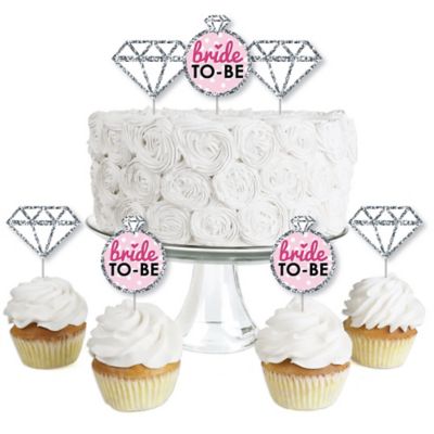 BrideToBe Dessert Cupcake Toppers Bridal Shower or Classy Bachelorette Party Clear Treat