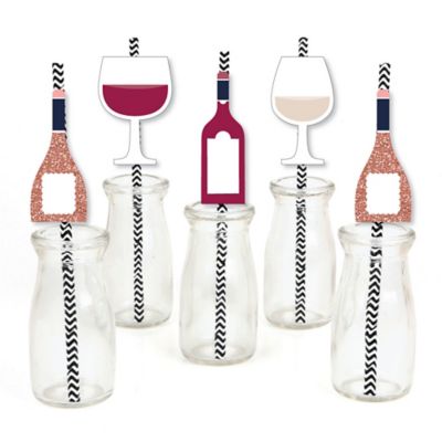 But First Wine Paper Straw Decor Wine Tasting Party Striped