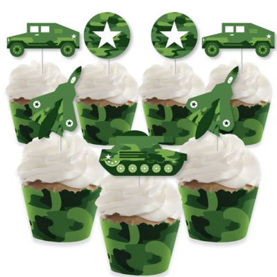 Camo Hero Cupcake Decoration Army Military Camouflage Party