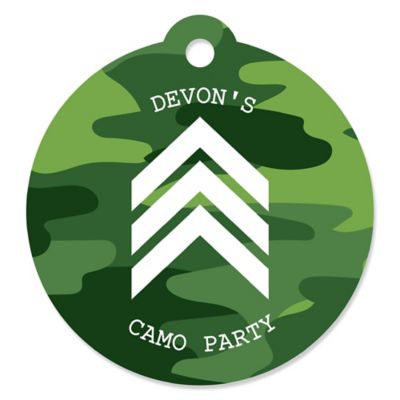 Camo Hero Round Personalized Army Military Camouflage Party Tags