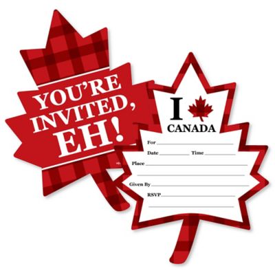 Canada Day Shaped FillIn Invitations Canadian Party Invitation