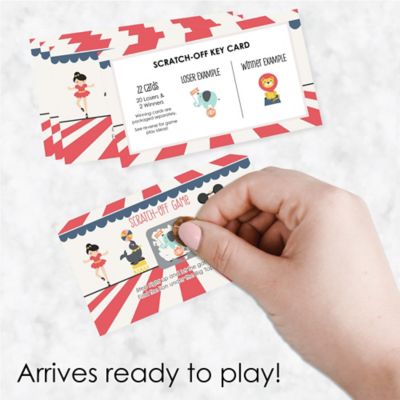 Circus Carnival Cirque Du Bebe Baby Shower Game Scratch Off