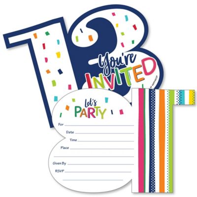 13th Birthday - Cheerful Happy Birthday - Shaped Fill-In Invitations ...