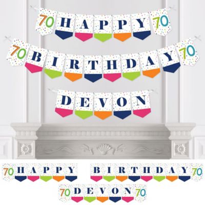 70th Birthday - Cheerful Happy Birthday - Personalized Colorful ...