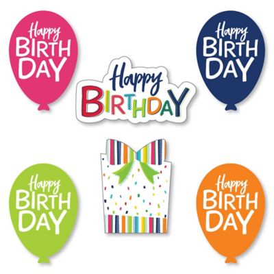 Cheerful Happy Birthday DIY Shaped Party Paper CutOuts 24 ct