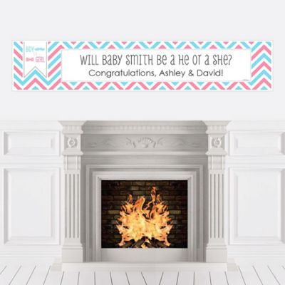 Chevron Gender Reveal Personalized Party Banners