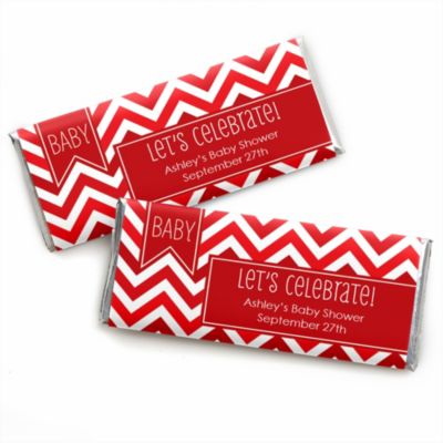 Chevron Red - Personalized Baby Shower Candy Bar Wrapper Favors ...