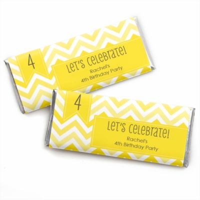 Chevron Yellow - Personalized Birthday Party Candy Bar Wrapper Favors ...