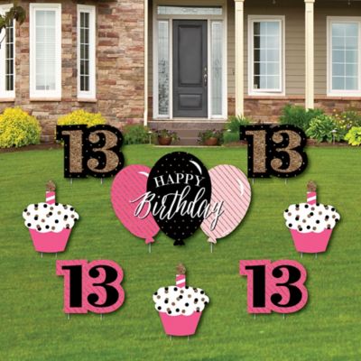 Chic 13th Birthday Pink Black And Gold Yard Sign Outdoor
