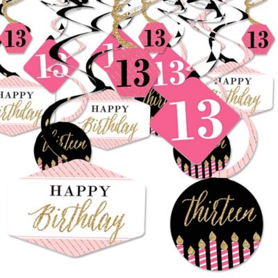 Chic 13th Birthday Pink Black And Gold Birthday Party Hanging