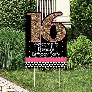 Chic Pink Black And Gold 16th Birthday Birthday Party Theme