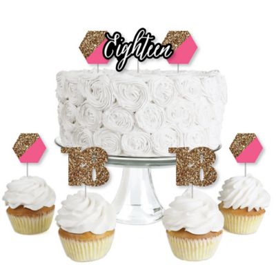 Chic 18th Birthday Pink Black And Gold Dessert Cupcake