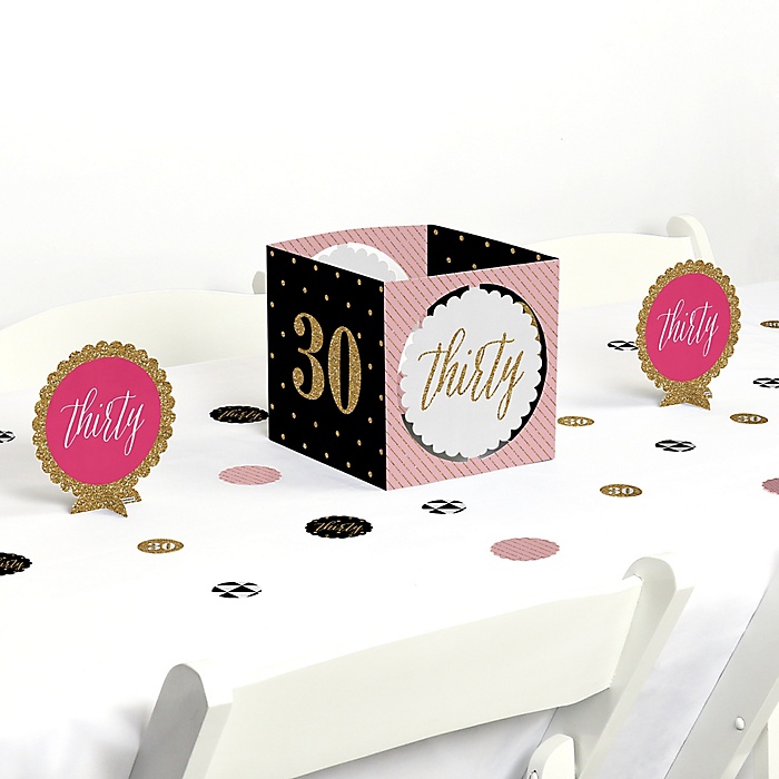 Chic 30th  Birthday  Pink Black and Gold Birthday  Party  