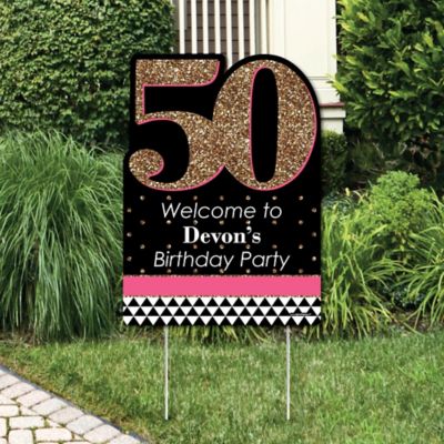 Chic 50th Birthday Pink Black And Gold Party Decorations