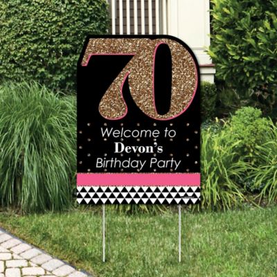 Chic 70th Birthday Pink Black And Gold Party Decorations