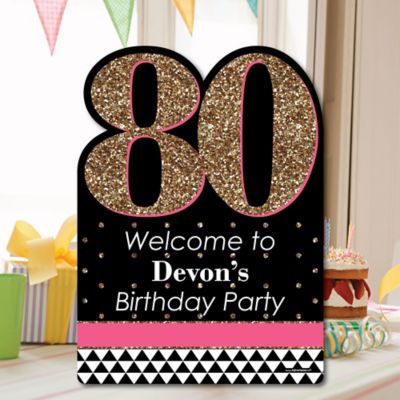 Chic 80th Birthday Pink Black And Gold Party Decorations